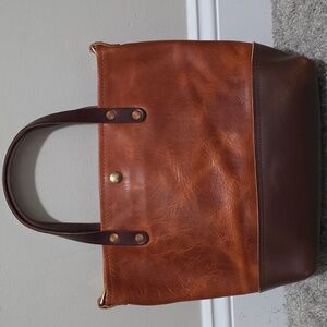 KMM & Co Genuine Leather Chestnut Derby and Harvest Buccaneer Mini Panel.Tote